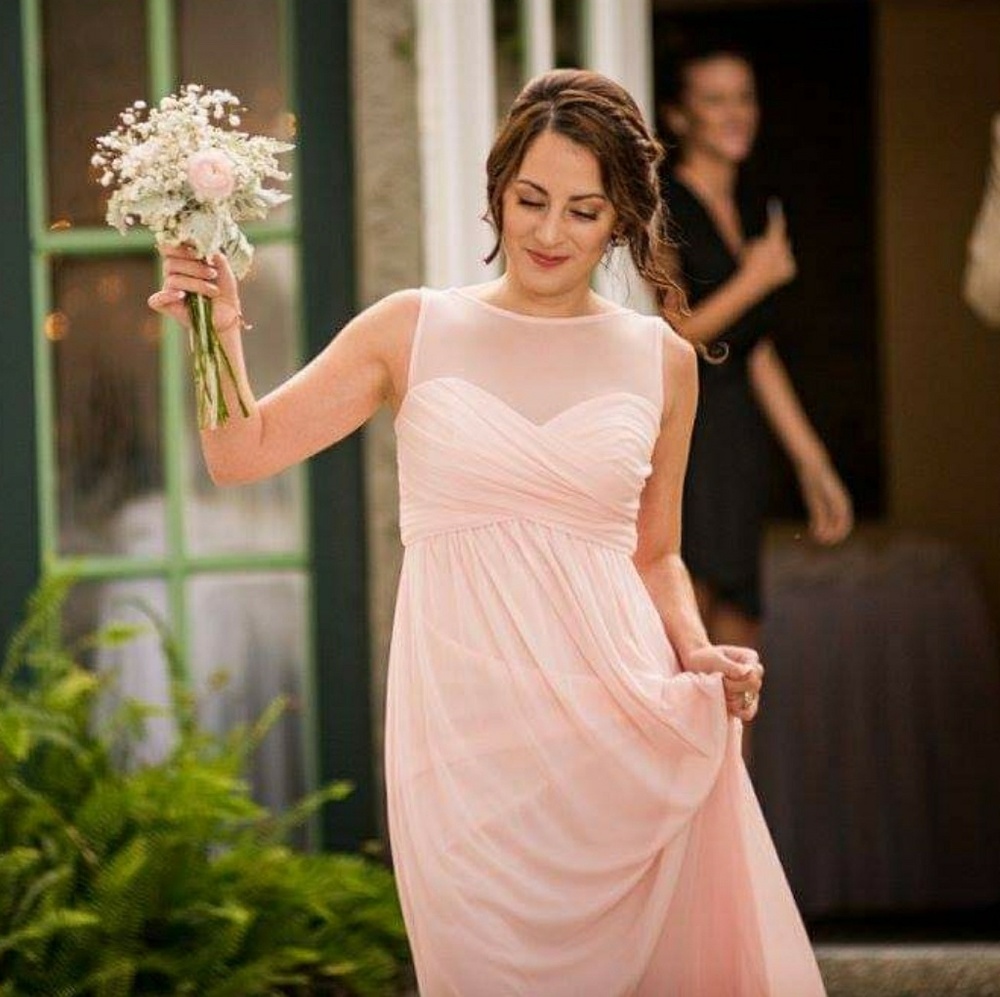 Pedal pink bridesmaid dress